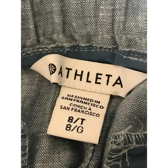 Athleta Cabo Linen Jogger Light Wash Chambray Pants Size 8 Tall - Picture 6 of 7